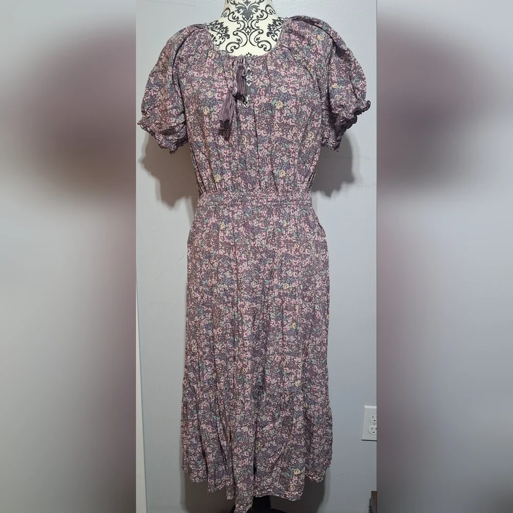 Med Lucky Brand Floral Purple Dress - Picture 1 of 5